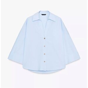 Zara wide sleeve poplin shirt